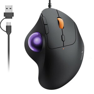 ProtoArc �g���b�N�{�[���}�E�X �L�� USB-C/USB-A���Ή� 4�i�KDPI���߉\ �e�w���� �}�E�X �g���b�N�{�[�� �É��^�C�v 5�{�^�� �i��/�߂�{�^������ 34mm�{�[�� Windows/Mac/Android (�p�[�v��)