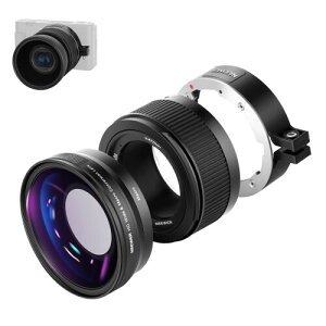 NEEWER �L�p�����Y ZV1�J�����ɑΉ� 2in1 18mm HD�L�p��10x�}�N���ǉ������Y �G�N�X�e���V�����`���[�u�A�o���l�b�g�}�E���g�����Y�A�_�v�^�[�A�N���[�j���O�N���X�t�� (��)