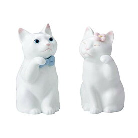 Noritake ノリタケ 置物 高さ約12cm・幅約6.5cm 招き猫ペアセット 2個 ホワイト ボーンチャイナ P45556/AC4578