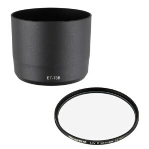 NinoLite 2�Z�b�g ET-73B�AEF70-300mm F4-5.6L IS USM �Ή������Y�t�[�h + UV�t�B���^�[67mm / �t�B���^�[�⃌���Y�L���b�v�t�����\