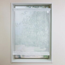 加栄レース(Kaei Lace) 小窓レースカーテン22168 ホワイト（約70cm幅×約90cm丈） カフェカーテン 目隠し人気 リゾート シンプル 小窓用 縦長 日本製 幅のせまい