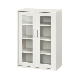 白井産業(Shirai) キャビネット カップボード キッチン収納 ガラス 同シリーズで組み合わせ自由自在 一人暮らしの部屋や狭いスペースにぴったりサイズ ホワイト 白木目 ベーシックデザ