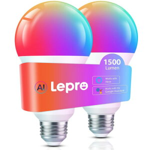 Lepro AI �X�}�[�g�d�� B3 E26 LED Wi-Fi ���C�g 2�� ���� �L�z�� Alexa Echo/Google Home�Ή� ���y�A�� �ԐڏƖ� �p�[�e�B�[