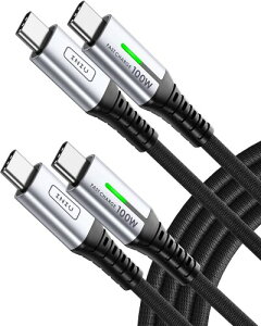INIU USB C �P�[�u�� (2�{�Z�b�g 2m) 100W 5A PD QC4.0 �}���[�d �����f�[�^�]�� ���ϋv�i�C�����҂� Type C to Type-C USB�P�[�u�� �^�C�vC �[�d�P�[�u�� iPhone 17 16 15 Samsung Galaxy MacBook Airpods iPad Xiaomi OPPO