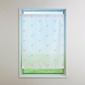 小窓 レースカーテン (約70cm幅×約120cm丈)カフェカーテン 遮熱 断熱 UVカット 目隠し 北欧調 ハート柄 ピンク