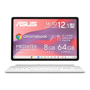 ASUS Chromebook �N���[���u�b�N CM32 Detachable 12.1�C���` 2in1 �^�u���b�g MediaTek Kompanio 540 8GB ������ 64GB eMMC ���{��L�[�{�[�h �d��620g �y���t�� �N���E�h�`�^�j�E�� CM3206DM4A-TR0103