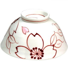 飯碗 おしゃれ ： 有田焼 手描桜 茶碗(赤) Japanese Rice bowl Porcelain/Size(cm) Φ11.7x6/No:525103