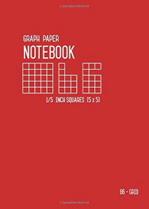 Graph Paper Notebook B6 1/5 Inch Squares: Red, Small, 5 Grids per Inch - 5x5, Numbered Pages, White Sheet, Soft Cover, Composition Book Quad Ruled for Math and Science