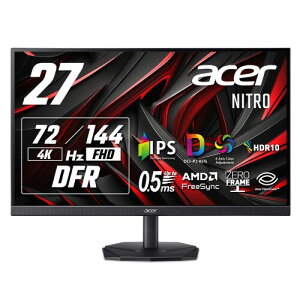 Acer Nitro 27�C���` IPS �σ��t���b�V�����[�g 144Hz(FHD) 72Hz(4K) 1ms ����� 10��7000���F DCI-P3 95% AMD FreeSync HDR10 �u���[���C�g�ጸ �u���b�N�u�[�X�g HDMI 2.0 DisplayPort v1.4 �X�s�[�J�[�E�w�b�h�t�H