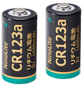 NinoLite(NinoLite) CR123a ���`�E���d�r 2�Z�b�g ��e�� 1600mAh�A�X�}�[�g���b�N �d�����փ��b�N �w�b�h���C�g �ϑ��� �t�B�����J���� �t���b�V�����C�g���Ɏg�p ���E�΁E�S�[���h