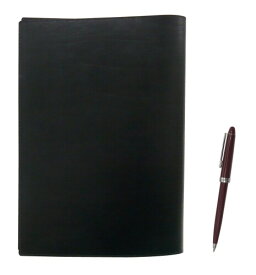 再生牛革B5ブック＆ノートカバー黒 スリムネオD60シャープペンセット 赤 T23-B5-005B-PK60S-R