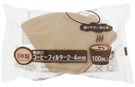 全家協 コ―ヒーフィルター 無漂白 プロリーブコーヒーフィルター 2~4人用 (ケース販売) 日本製 ブラウン 100枚入×60 個 セット