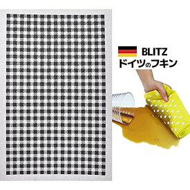 BLITZ ブリッツ 100%天然繊維 ドイツのフキン グレーギンガムチェック黒