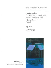メンデルスゾーン : 演奏会用小品 第一番 ヘ短調 MWV Q 23 作品113 (クラリネット、バセットホルン、ピアノ) ブライトコプフ出版
