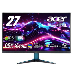 Acer Nitro �Q�[�~���O���j�^�[ 27�C���` WQHD �L����p IPS ����� 240Hz 0.5ms(GTG) AMD FreeSync Premium sRGB 99% HDR400 �u���[���C�g�V�[���h HDMI 2.0 DisplayPort v1.4 �X�s�[�J�[�E�w�b�h�t�H���[�q VESA�}�E��