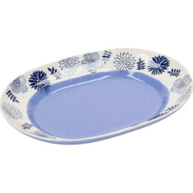 aito製作所 「 ガーデン Garden 」 皿 カレー パスタ オーバル プレート L 約27×19cm 花柄 青 ブルー 美濃焼 食洗機対応 日本製