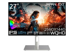 JAPANNEXT 27�C���` ���j�^�[ WQHD 2560x1440�𑜓x IPS BLACK �f�B�X�v���C (HDMI/USB-C ���d (65W) / DisplayPort/�X�s�[�J�[����/��](�s�{�b�g)�@�\/�u���[���C�g�J�b�g) JN-27iB120Q-H-C6