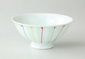 西海陶器 三色十草 軽量飯碗(中・赤) 32006