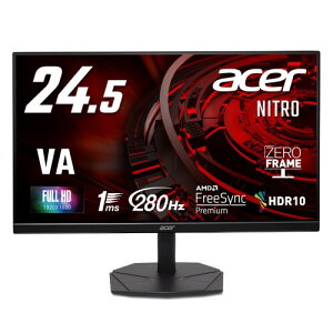 Acer �Q�[�~���O���j�^�[ 24.5�C���` VA �t��HD ����� 280Hz 1ms sRGB99% AMD FreeSync Premium HDR10 HDMI 2.0 DisplayPort 1.4 �X�s�[�J�[�E�w�b�h�t�H���[�q���� �[���t���[���f�U�C�� Nitro KG251QZ1bmiipx