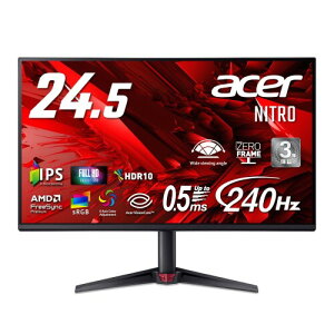 Acer Nitro 24.5�C���` IPS 240Hz �t��HD 0.5ms(GTG) ����� sRGB 99% AMD FreeSync Premium HDR10 �u���[���C�g�ጸ �u���b�N�u�[�X�g HDMI 2.1 DisplayPort v1.4 �X�s�[�J�[�E�w�b�h�t�H���[�q �[���t���[�� �Q�[�~