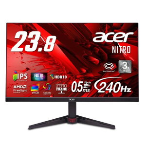 Acer Nitro 23.8�C���` IPS 240Hz �t��HD 0.5ms(GTG) ����� sRGB 99% AMD FreeSync Premium HDR10 �u���[���C�g�ጸ �u���b�N�u�[�X�g HDMI 2.0 DisplayPort v1.4 �X�s�[�J�[�E�w�b�h�t�H���[�q �[���t���[�� �Q�[�~