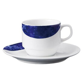 山下工芸 カップ＆ソーサー ダイアセラム ブルー スタックコーヒー碗皿 カップ7.5×6.6cm 190cc 皿15.3×1.9cm 777351373