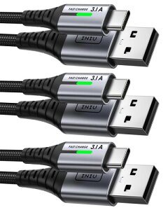 INIU USB C �P�[�u�� (3�{�Z�b�g 0.5m+2m+2m) USB-A & USB-C QC �Ή� 3.1A �}���[�d �����ϋv �����f�[�^�]�� ���ϋv�i�C�����҂� �^�C�vC �[�d�P�[�u�� iPhone 17 16 15 MacBook Air iPad Mini Samsung Galaxy Sony Google