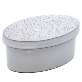 美濃焼 丸新製陶 保存容器 キャニスター 陶器 直径約12×8cm デプレ 楕円 ホワイト 日本製 459-0007