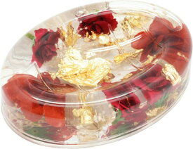 ロイヤルアーデン 石鹸 置き 皿 ソープ ディッシュ アクリル 水中花 ローズ 薔薇 レッド 13.5×9.5×3.5cm 58719