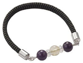 (サンワイ商事) 静電気除去 ブレスレット 日本製 静電気除電 パワーストーンブレス アメジスト ブラック