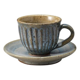 丸伊製陶 信楽焼 へちもん コーヒーカップ&ソーサー 青萩彫 丸型 容量約180ml 陶製 日本製 MR-3-3265