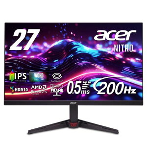 Acer 27�C���` IPS WQHD ����� 200Hz 0.5ms DCI-P3 90% �u���b�N�u�[�X�g HDR10 AMD FreeSync Premium HDMI 2.0 DisplayPort v1.4 �X�s�[�J�[�E�w�b�h�t�H���[�q���� �[���t���[���f�U�C�� �Q�[�~���O���j�^�[Nitro