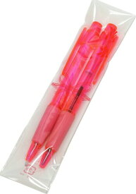 スケルトンラバーミニ・ボールペンシャープペン2本セット 20パック のし柄OPP袋入 黒インク シャープペン0.5ミリ芯 ペンセット ラバーグリップ付 ピンク T22-V2-9909A-20-P