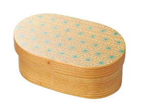 J-kitchens 木製 弁当箱 家族用 麻の葉 日本の弁当箱 家族用 小判 （1個) 16cm 日本製
