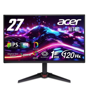 Acer 27�C���` WQHD IPS ����� 120Hz 1ms(VRB) DCI-P3 90% HDR10 �u���b�N�u�[�X�g VRB�Ή� Adaptive-Sync �u���[���C�g�V�[���h HDMI 2.0 DisplayPort v1.4 �X�s�[�J�[�E�w�b�h�t�H���[�q VESA�}�E���g�Ή� �u���b