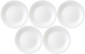 iwaki(イワキ) 耐熱ガラス 食器 耐熱皿 強化ガラス食器 シルクホワイト 大皿 25cm ×5点セット 電子レンジ、食洗器対応