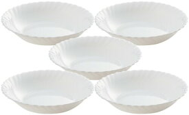 iwaki(イワキ) 耐熱ガラス 食器 耐熱皿 ファミエット シルクホワイト 深皿 18cm ×5点セット 電子レンジ、食洗器対応