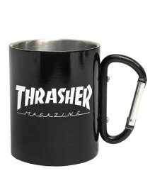 THRASHER マグカップ スラッシャー カラビナ付きマグカップ ステンレススチール (ブラック/ホワイト, フリーサイズ(男女兼用))