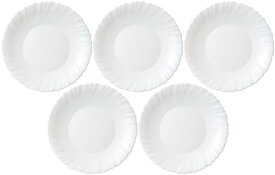 iwaki(イワキ) 耐熱ガラス 食器 耐熱皿 ファミエット シルクホワイト 中皿 23cm ×5点セット 電子レンジ、食洗器対応