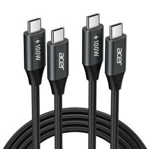 acer USB Tpye C�P�[�u�� 100W/5A 1m 2m 3m �}���[�d PD�Ή� �i�C�����҂� USB C to C 2�{�� ���ϋv �f���h�~ iphone17/16/15/MacBook Pro/Air iPad Galaxy S25/S24���Ή� E-marker�`�b�v���� �f�[�^�]��480Mbps (2M)