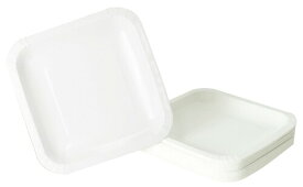 ストリックスデザイン 紙皿 スクエアプレート 30枚 白 約18×18×1.2cm 表面耐水 耐油加工 パーティー バーベキュー 使い捨て食器 角皿 小さめ DR-580