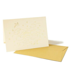 Clairefontaine クレールフォンテーヌ メッセージカード・封筒セット『Thank you』(二つ折りカード・C6/洋2・各1枚) ポレン グリーティングカード・封筒セット パールアイボリーcf12586set-ty