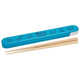 ナカノ 箸 はし箱 セット 猫 ブルー 約幅3×奥行21×高さ1.7cm 塗り箸 19.5cm Potter キャット MM-244