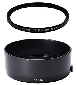 NinoLite ES-65B �����Y�t�[�h & UV�t�B���^�[43mm ��2�_�Z�b�g �ARF 50mm F1.8 STM �J���������Y�Ή��A�t�����\