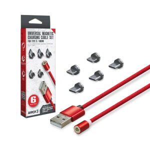 Armor3 �}�O�l�b�g���[�d�P�[�u���Z�b�g ���b�h 6�_�Z�b�g�iType-C×3�EMicro-USB×2�E�P�[�u��1�{�j �bSwitch(R)�EPS4(R)�EXbox One(R)�EAndroid(R)�ȂǂɑΉ�