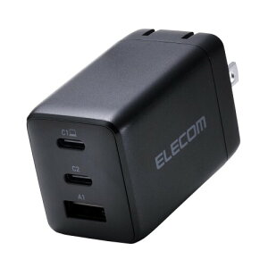 �G���R�� �[�d�� ���v65W 3�|�[�g Type-C USB-A USB PD�Ή� �X�C���O���v���O�̗p �u���b�N EC-AC10367BK