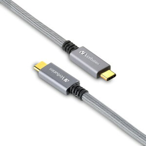 Verbatim �o�[�x�C�^�� ���ϋv USB�P�[�u�� 100cm Type-C to C USB3.2 Gen2x2 PD 100W �m�[�gPC�[�d�Ή� 4K 60Hz �f���o�͑Ή� �������f�[�^�]�� 20Gbs �V���o�[ CBCC32G2SLV1-A
