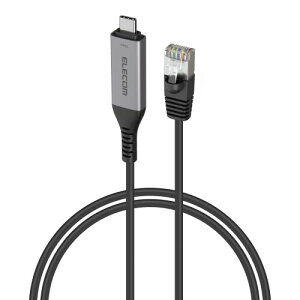 �G���R�� USB-C to LAN�ϊ��P�[�u�� CAT6 MAC�A�h���X�`�F���W���[ 2m �u���b�N ECLD-CL1G20BK