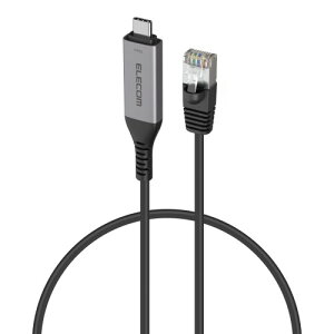 �G���R�� USB-C to LAN�ϊ��P�[�u�� CAT6 MAC�A�h���X�`�F���W���[ 1m �u���b�N ECLD-CL1G10BK