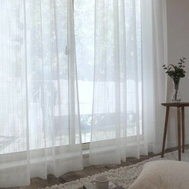 日本製 レースカーテン ランダム調の繊細なデザイン アジアンテイスト 巾130cm×丈248cm 2枚組 ホワイト